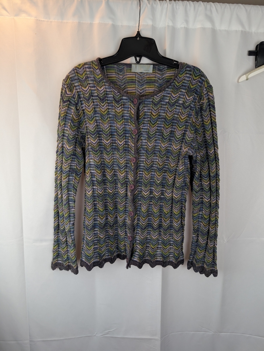 M Missoni Vintage Multicolor Chevron Knit Button-Front Cardigan Size M(42) In VG